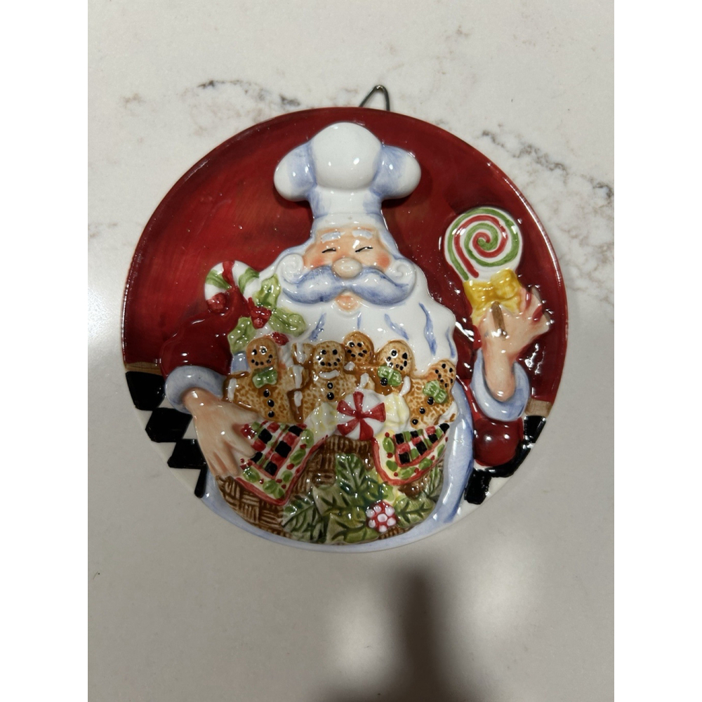 Ganz Christmas 8 Inch Wall Plaque / Plate Santa Chefs Cookies